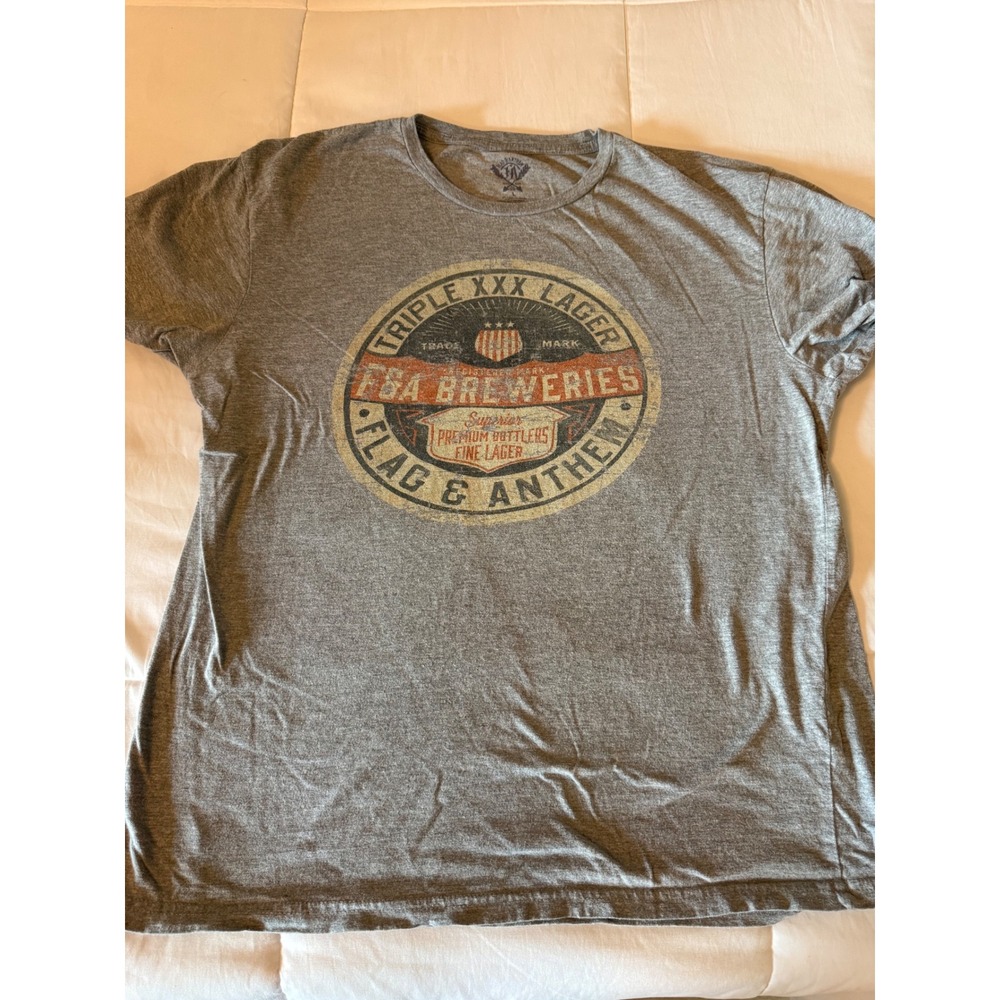 Flag & Anthem Mens F&A Breweries Triple XXX Lager Graphic T-Shirt Gray Large